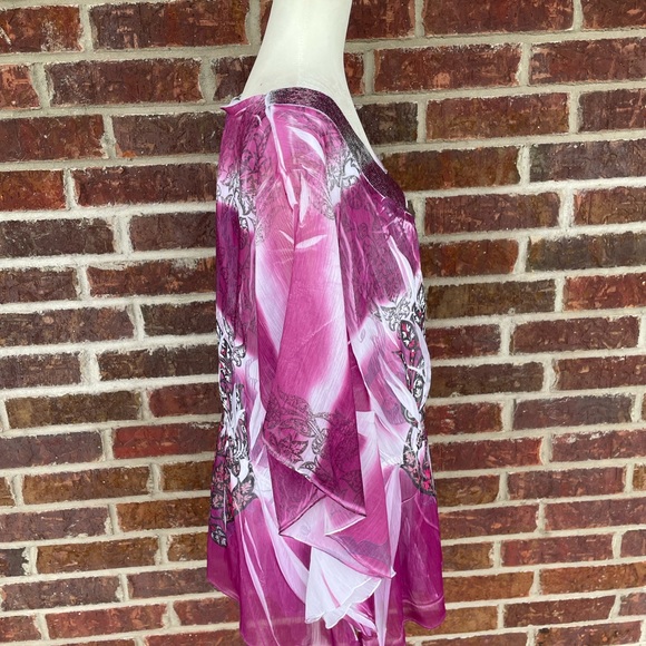 Cato Woman Plus Size Batwing Sleeve Sequin Neck Flowy Blouse Size 22/24W - Picture 6 of 12